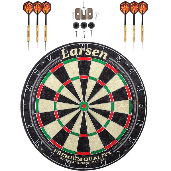 Набор для игры в дартс (мишень Larsen DG51004, сизаль, 45 см + 6 дротиков Larsen DG81016 латунь 18 г 